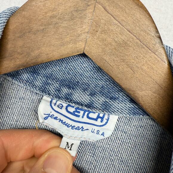 Vintage Cetch Denim Coat Women's Medium Blue Made In USA Barn Chore Blazer 90s - Picture 5 of 7